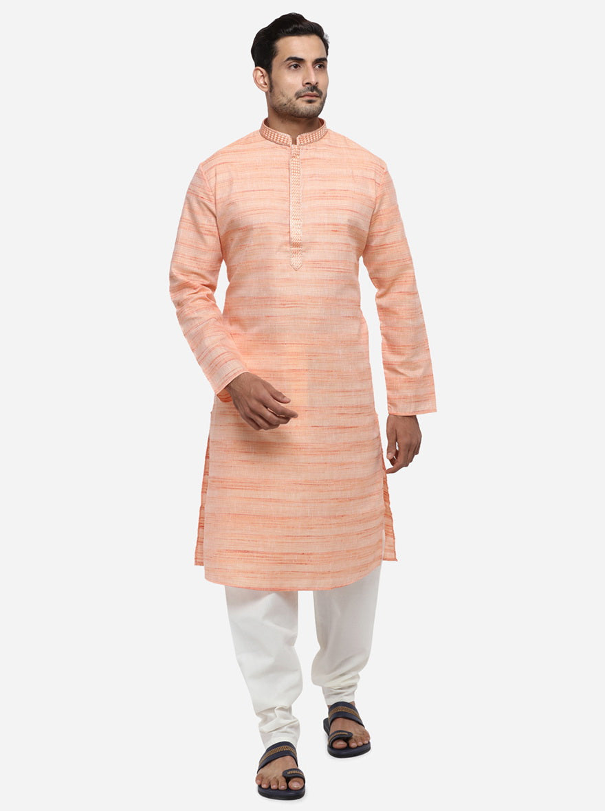 Trendy self-textured kurta pajama, perfect for casual and festive occasions.