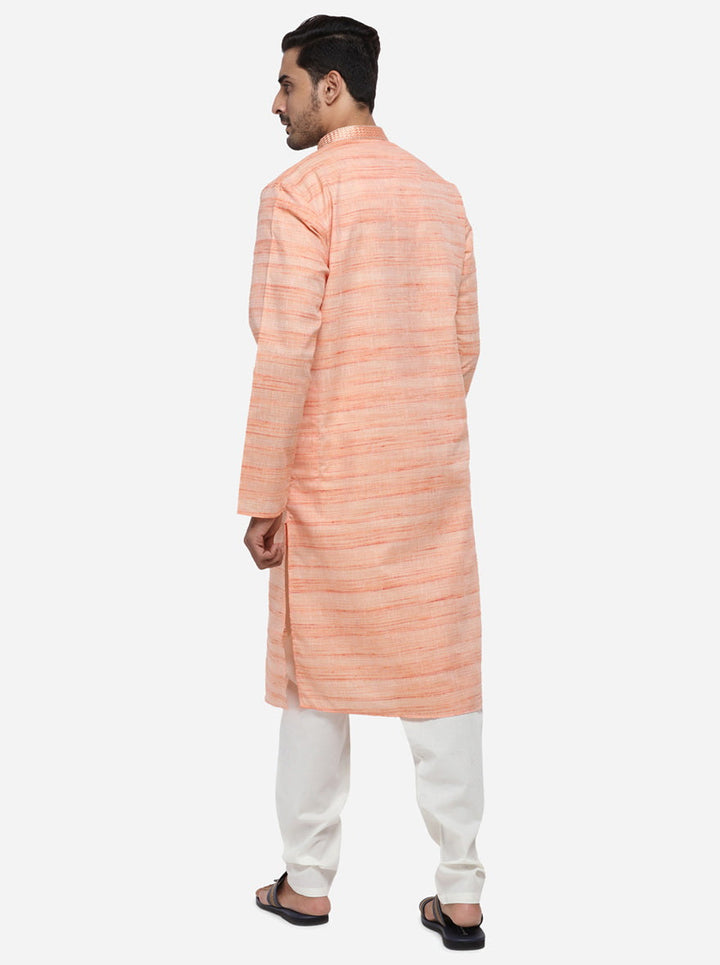 Comfortable self-textured kurta pajama, designed for modern men.