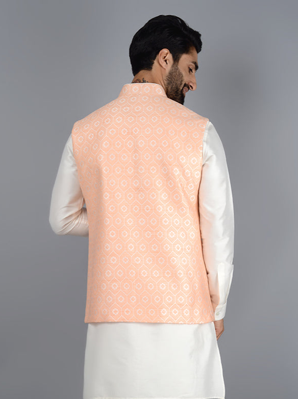 Peach Bandhgala Jacket | Make a Statement at Weddings with Style