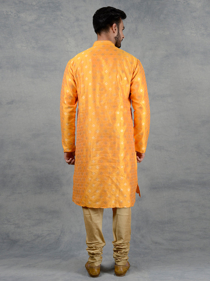 Elevate your ethnic wear with this stylish yellow kurta set, perfect for events.