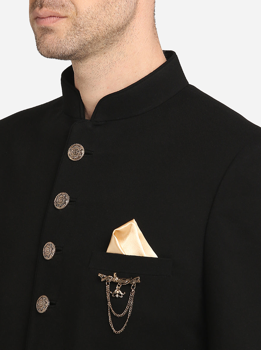 This stylish Black Indo Western outfit is a must-have for the fashion-forward man attending events.