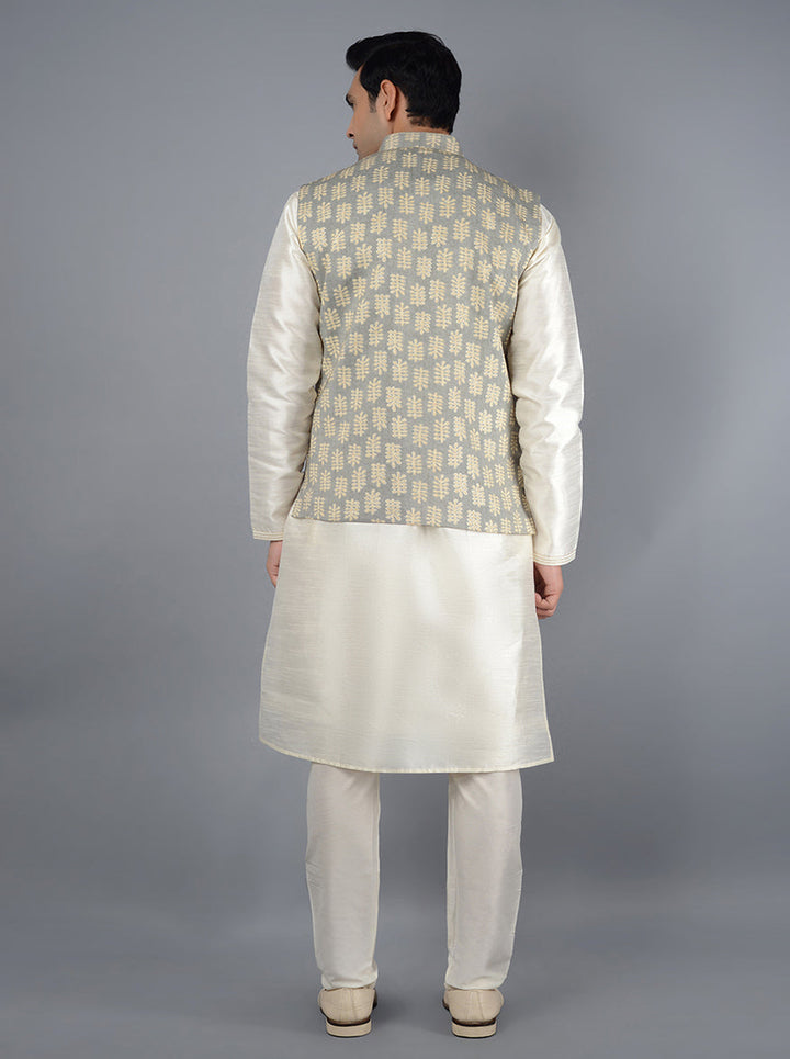 Grey & Beige Bandhgala Jacket | Perfect for Weddings and Events