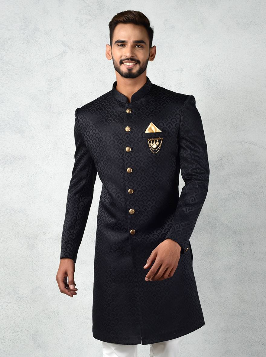 Make an impression in the USA with this Black Indo Western, ideal for weddings when paired with classic white pants.