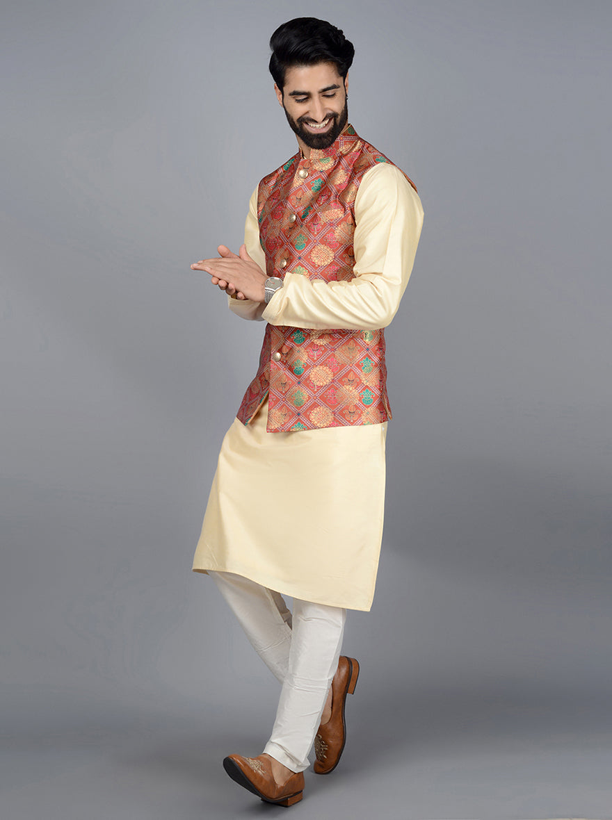 Red Bandhgala Jacket | Perfect for Any Formal Occasion