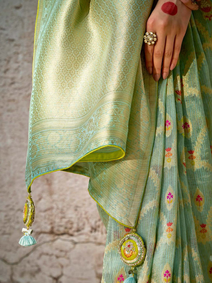 Vibrant color luxurious fabric exclusive attire crafted for elegance and style.