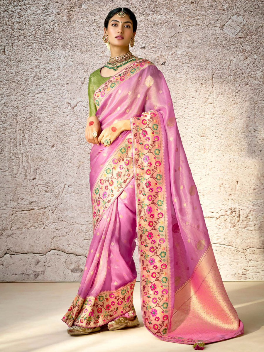 Green silk saree crafted for elegance and style.