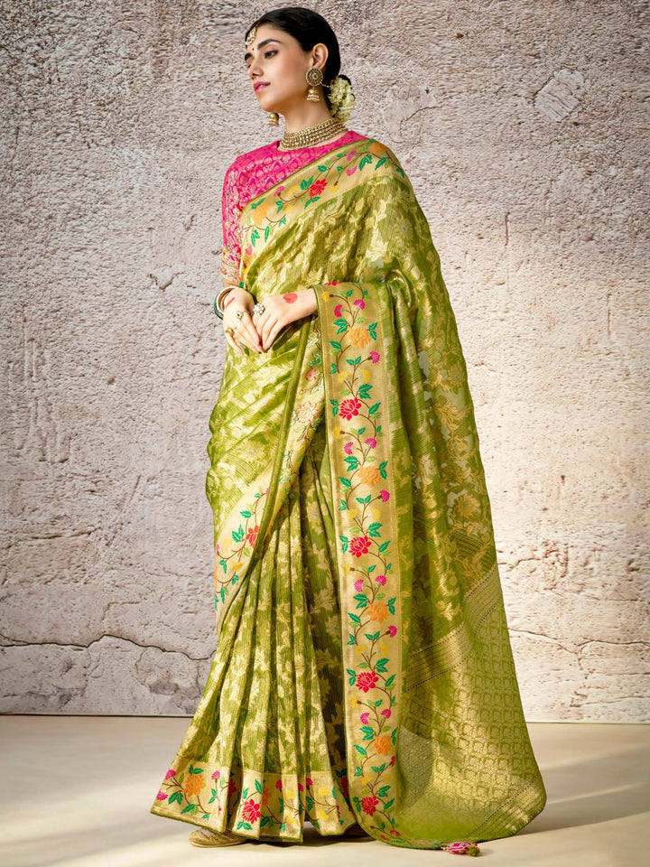 Pink silk saree crafted for elegance and style.