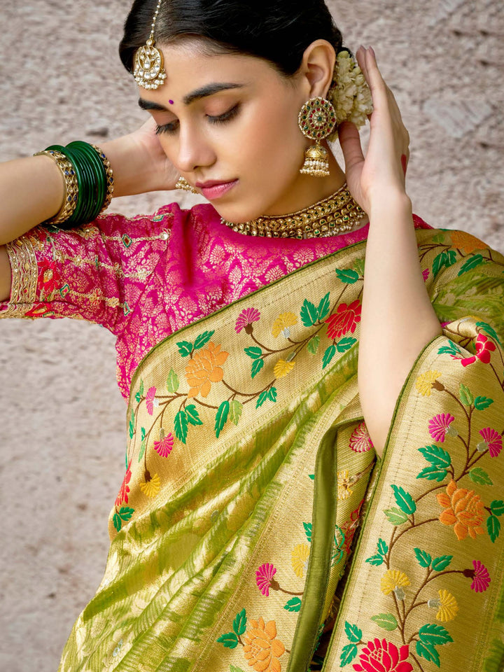 Vibrant color luxurious fabric exclusive attire crafted for elegance and style.