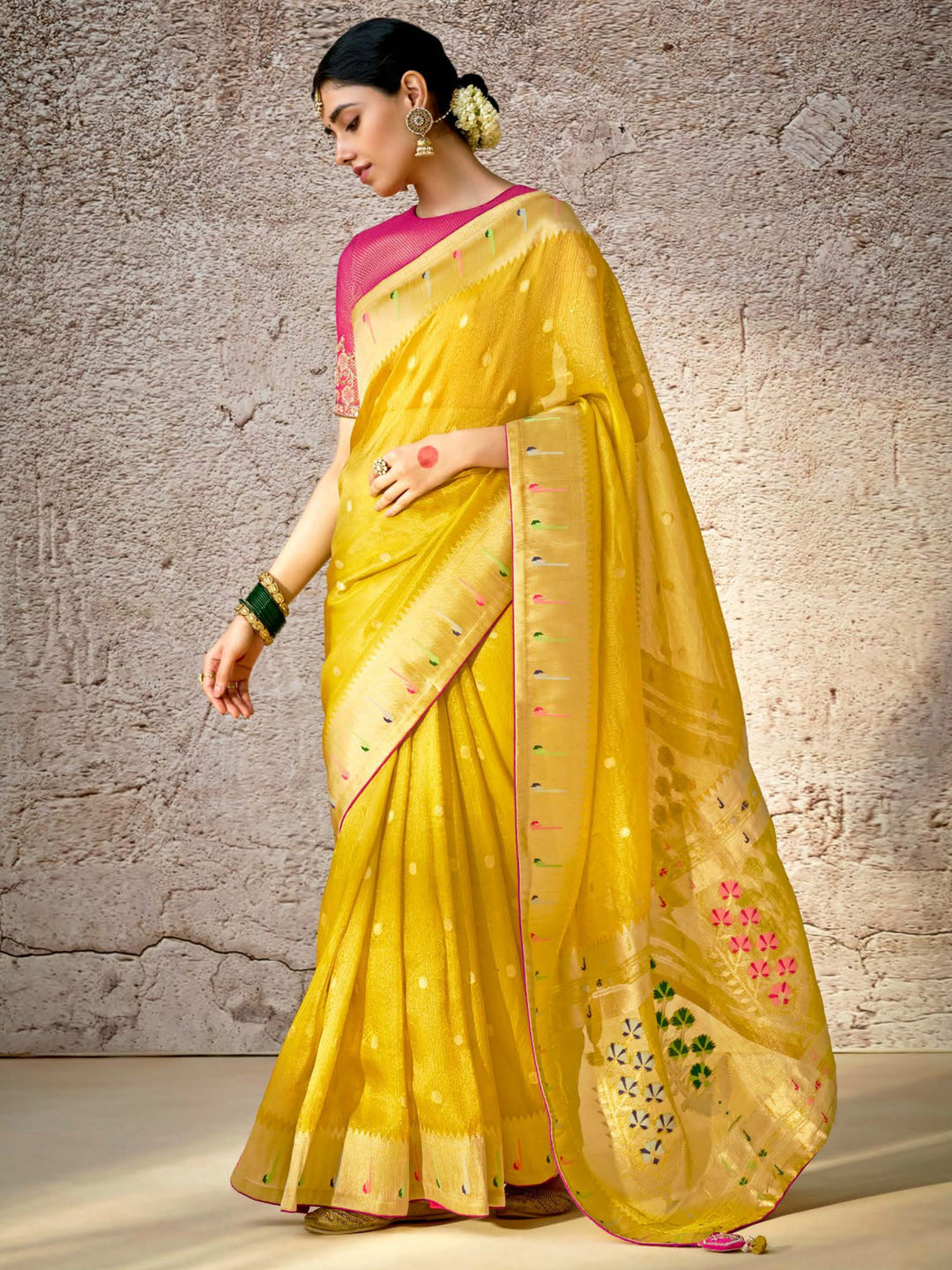 Pink silk saree crafted for elegance and style.