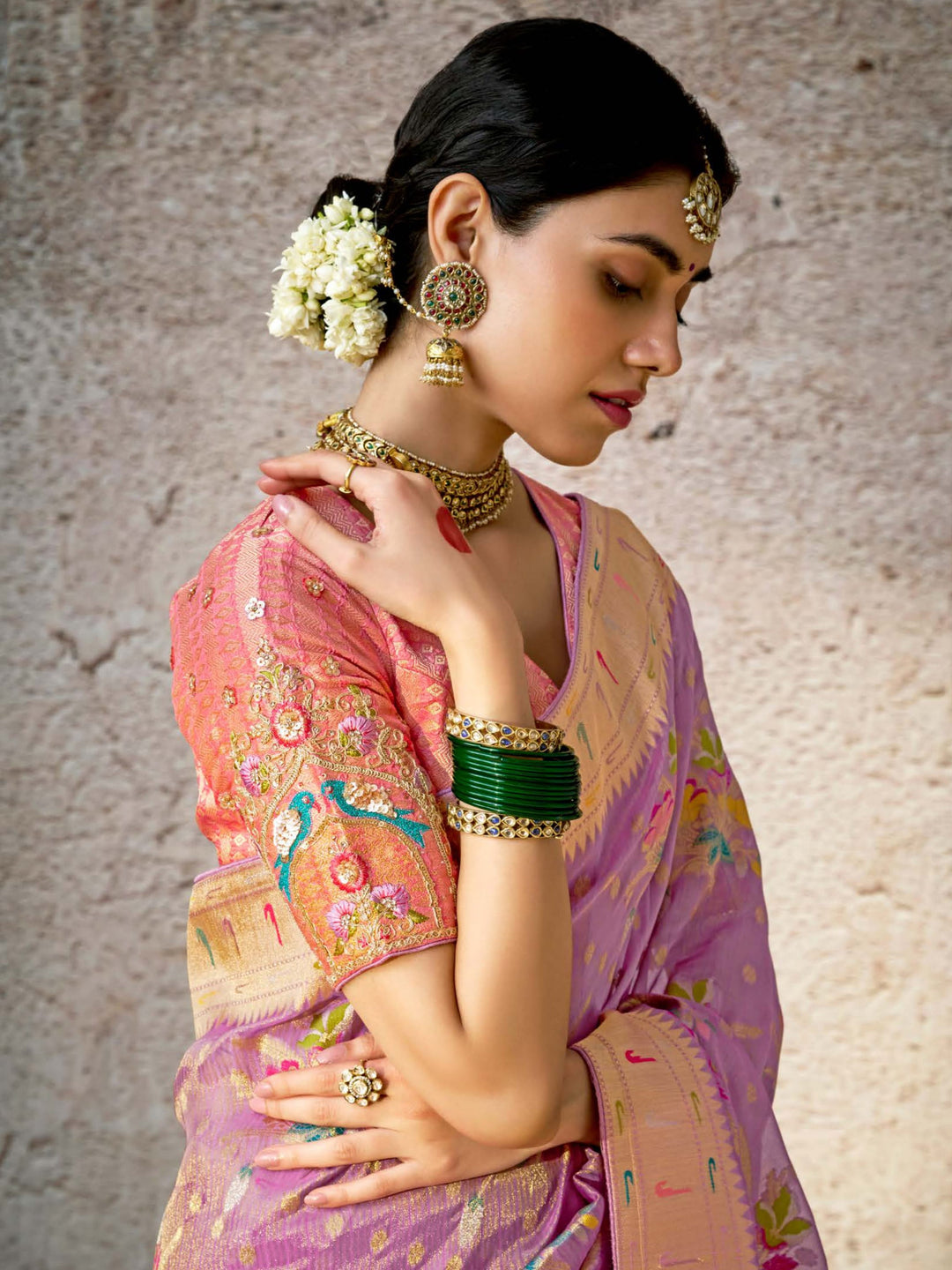 Vibrant color luxurious fabric exclusive attire crafted for elegance and style.