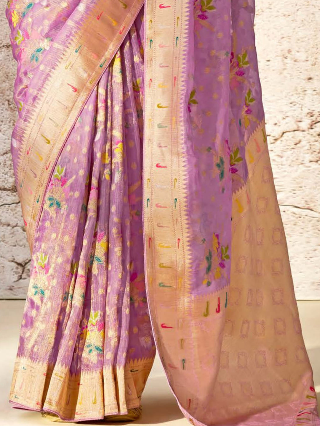 Vibrant color luxurious fabric exclusive attire crafted for elegance and style.