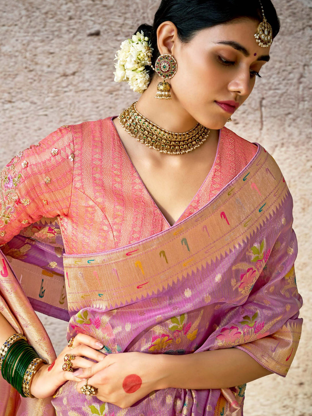 Vibrant color luxurious fabric exclusive attire crafted for elegance and style.