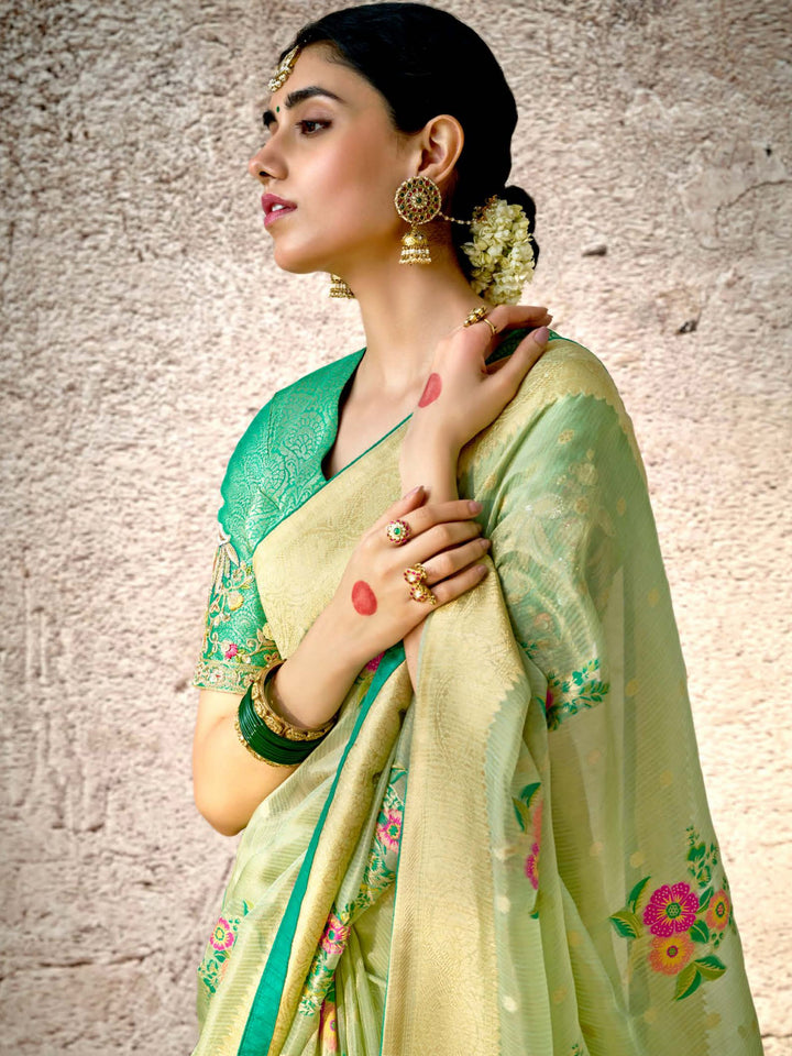 Vibrant color luxurious fabric exclusive attire crafted for elegance and style.