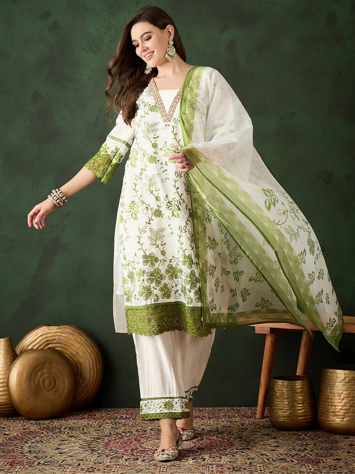 Attractive Olive Green Embroidered Silk Festival Wear Pant Suit