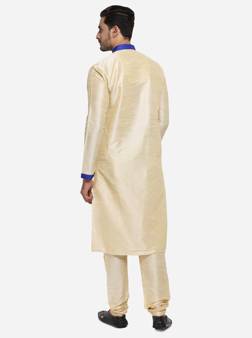 Elegant light golden kurta set, ideal for casual and festive occasions.