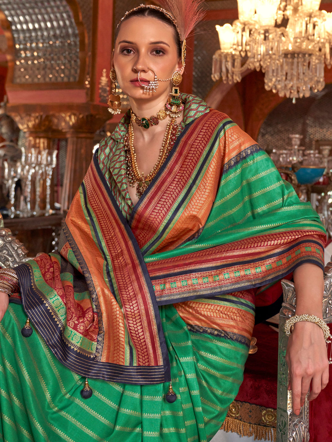 Vibrant color luxurious fabric exclusive attire crafted for elegance and style.