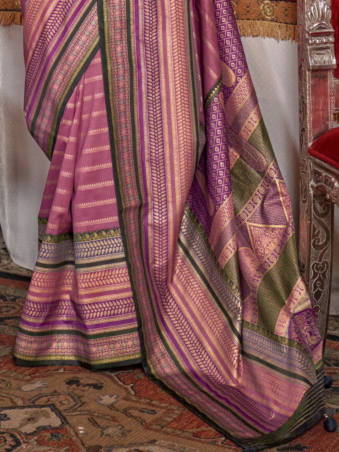 Vibrant color luxurious fabric exclusive attire crafted for elegance and style.