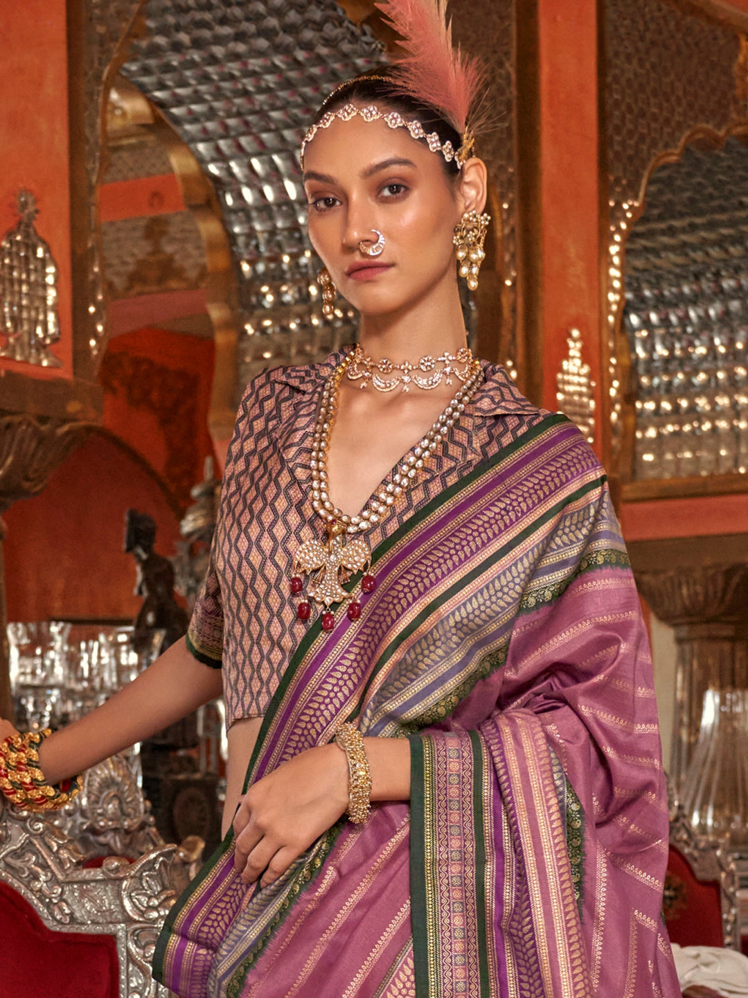 Vibrant color luxurious fabric exclusive attire crafted for elegance and style.