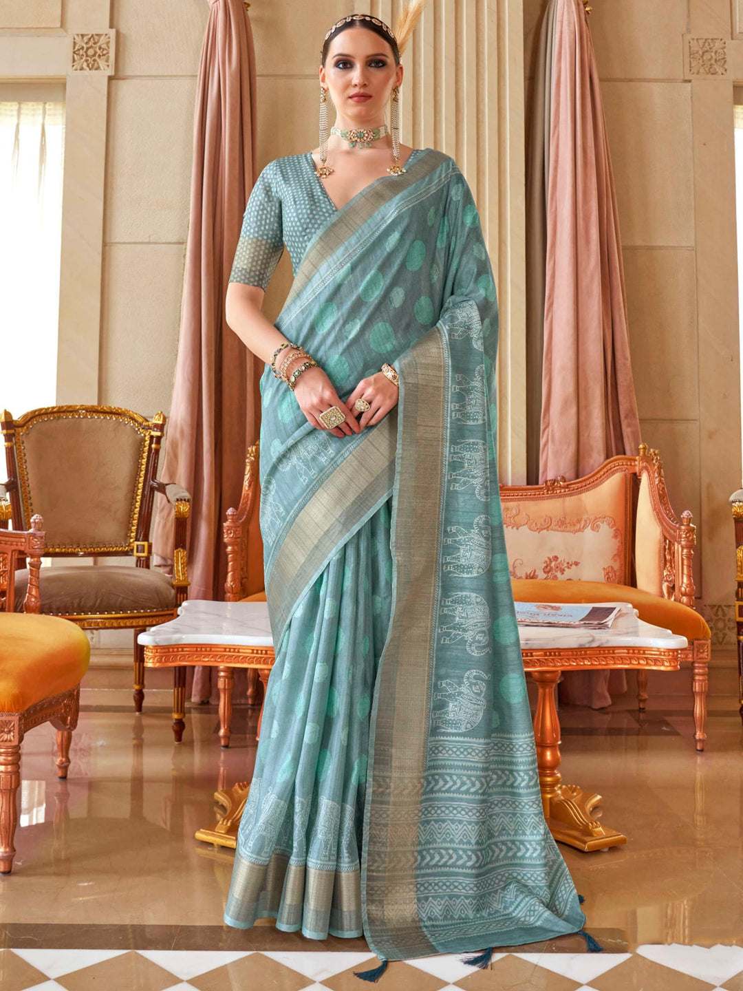 Blue silk saree crafted for elegance and style.