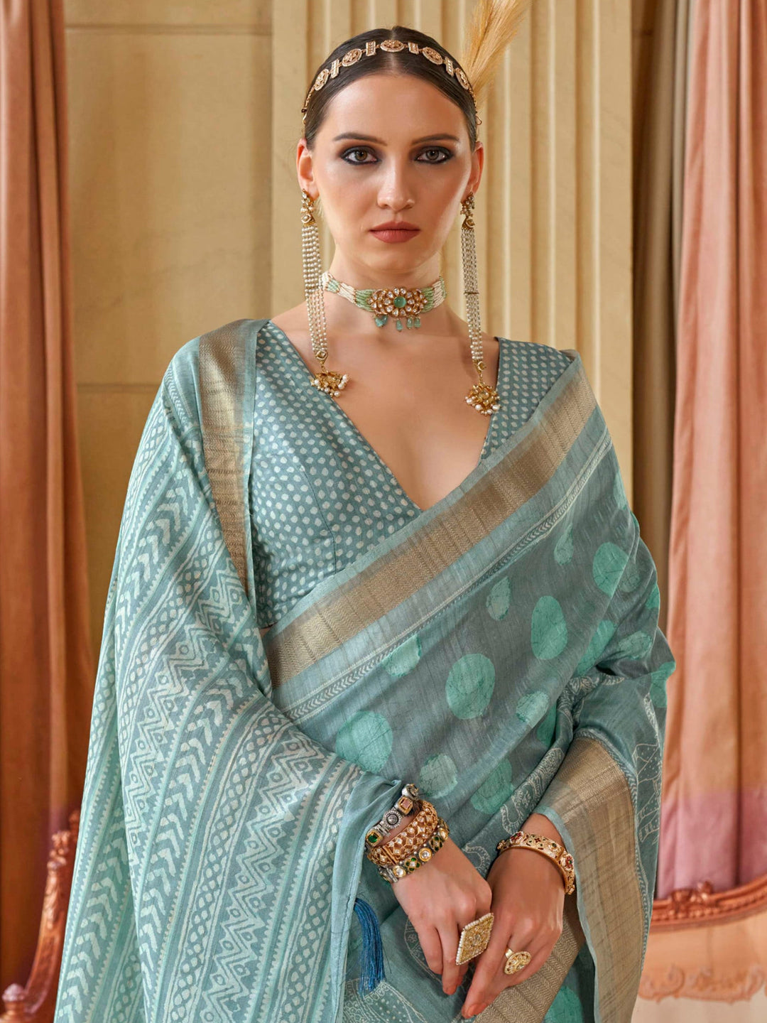 Vibrant color luxurious fabric exclusive attire crafted for elegance and style.