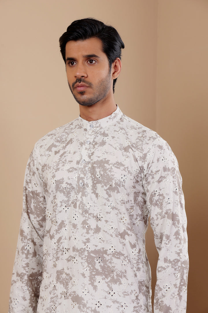 Elegant Kurta for Men | Mirror Work Detailing in Premium Viscose for Festivals