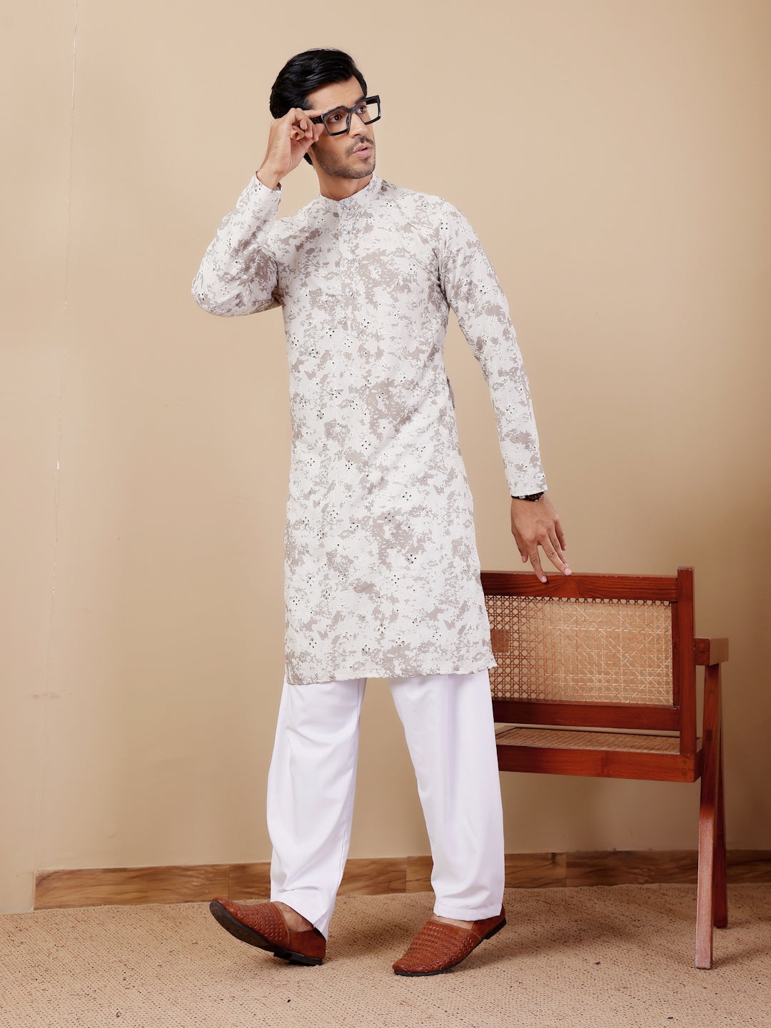 Elegant Kurta for Men | Mirror Work Detailing in Premium Viscose for Festivals