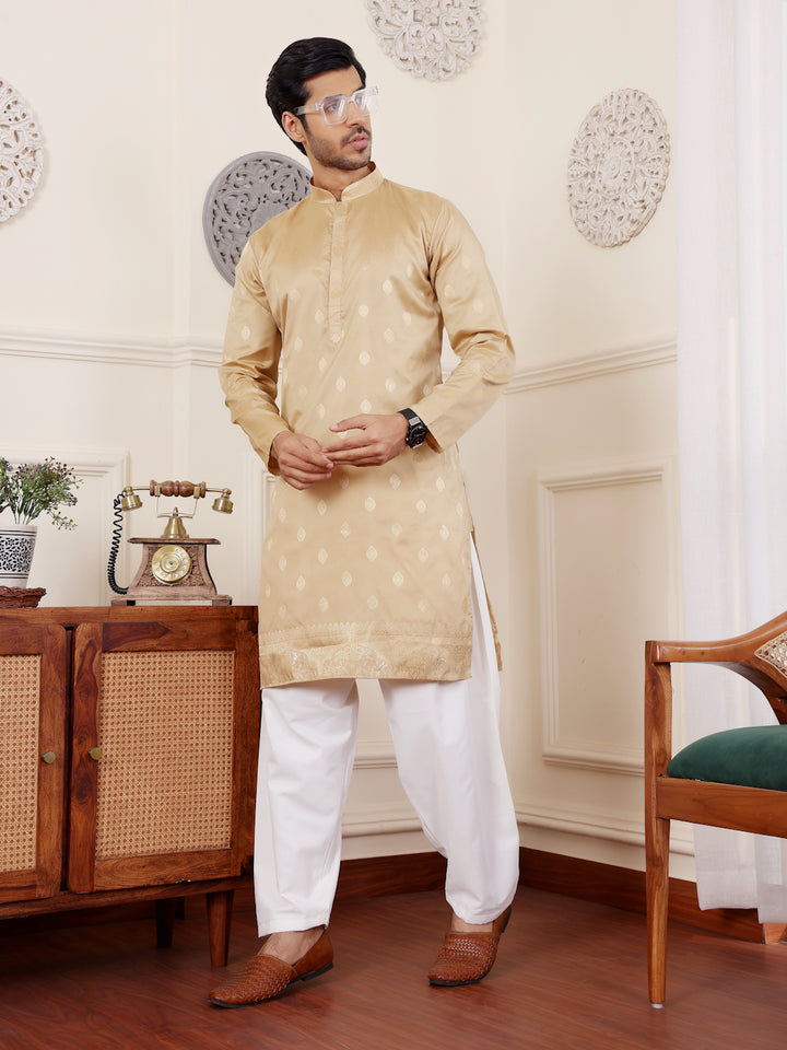 Premium Viscose Kurta for Men | Timeless Elegance with Handwoven Motifs