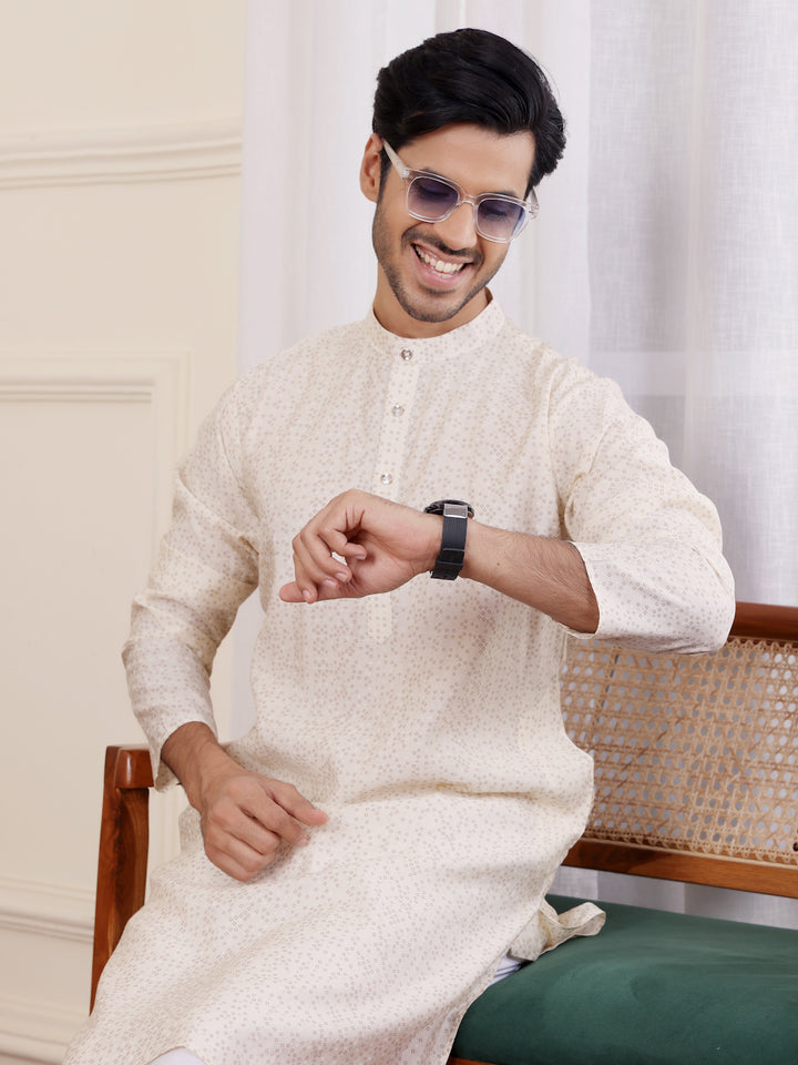 Festive kurta pajama set with embroidered modal silk kurta for men