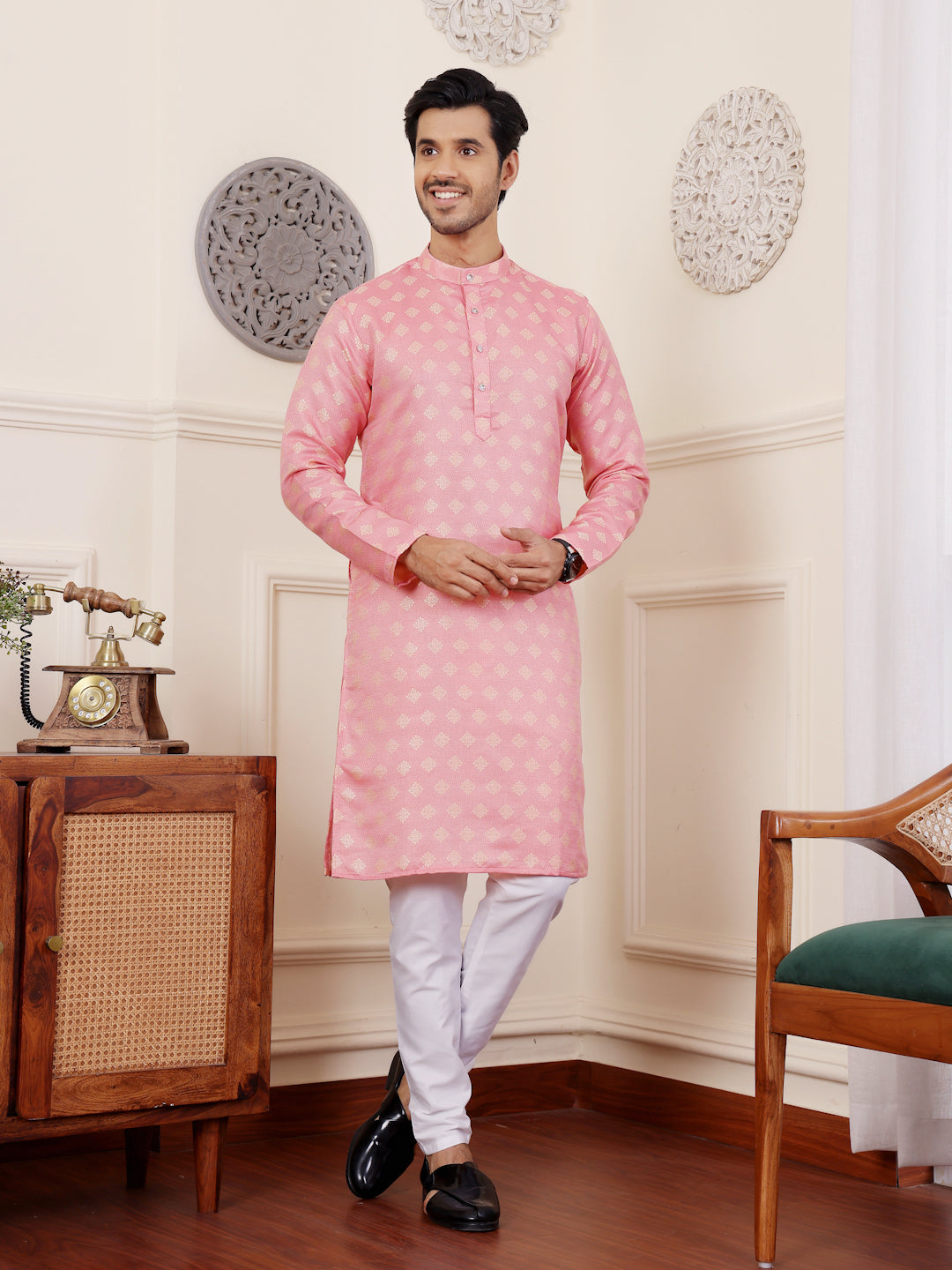 Elegant Kurta Pajama | Modern Jacquard Design for Festive Occasions