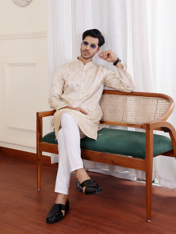 Premium Viscose Kurta for Men | Timeless Elegance with Handwoven Motifs