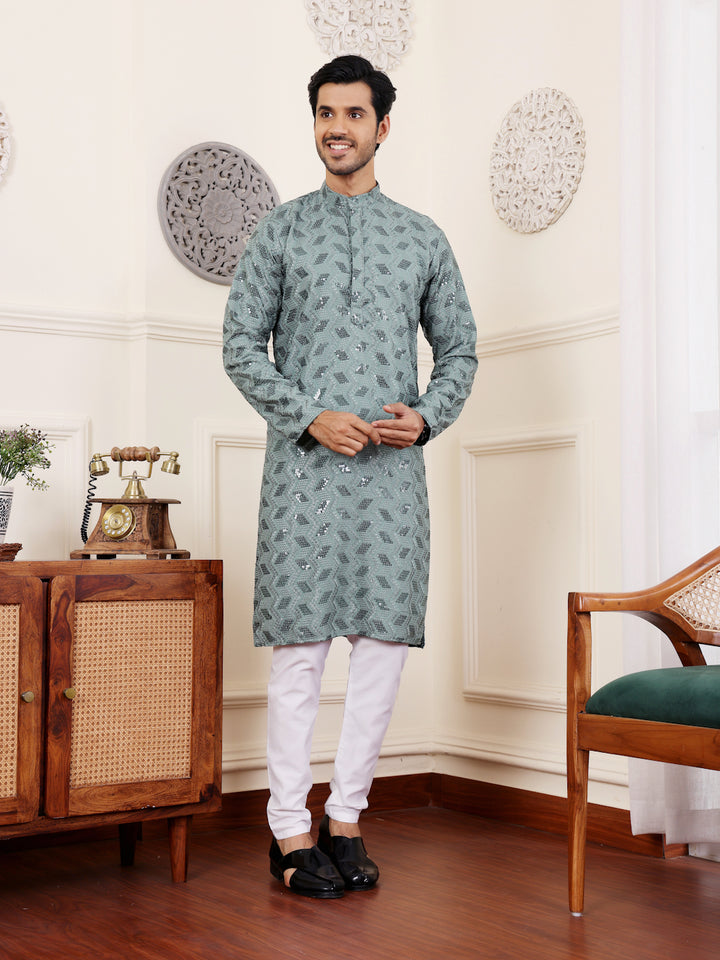 Premium Chikankari Embroidered Kurta set for Men | Perfect for Festive Occasions