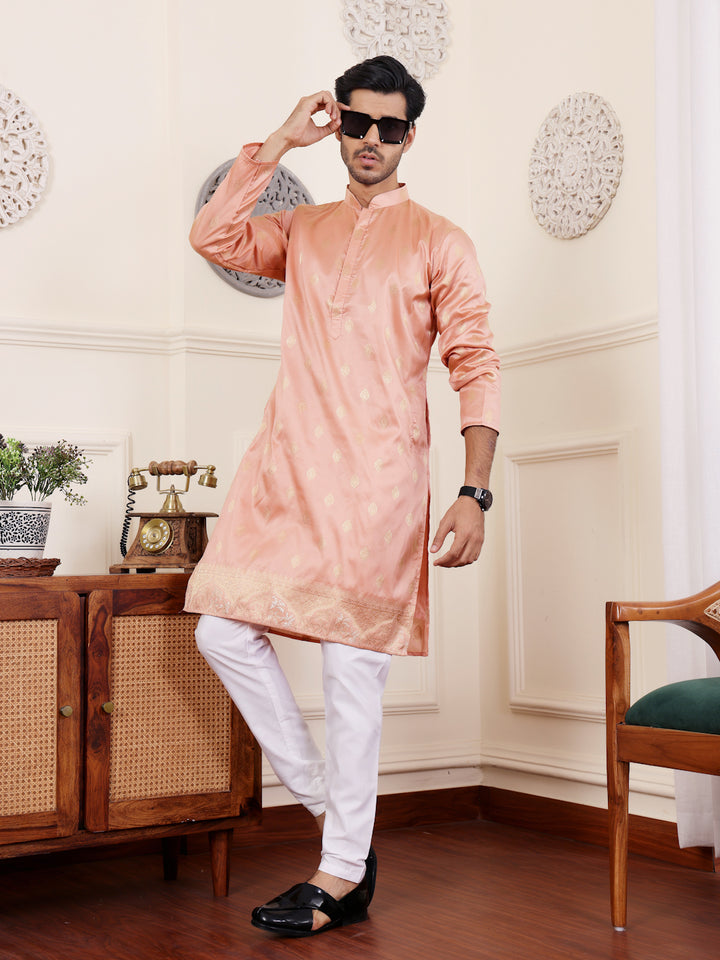 Premium Viscose Kurta for Men | Timeless Elegance with Handwoven Motifs