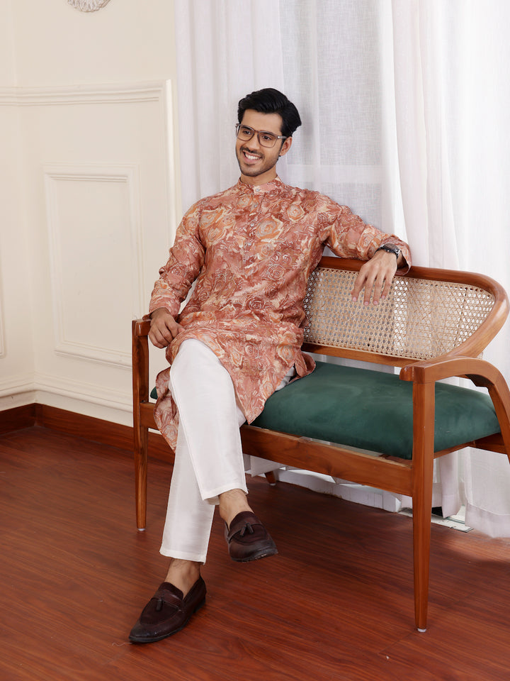 Modal silk festive kurta with intricate embroidery design