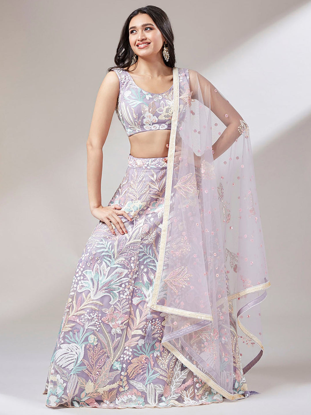 Lavish Lavender Lehenga | Bridal Wear with Matching Blouse & Dupatta