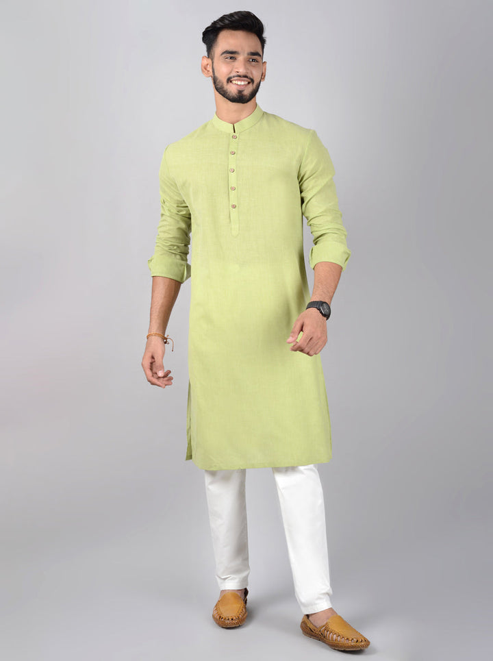 Make a statement in this Pista Green Kurta Set designed for refined looks.