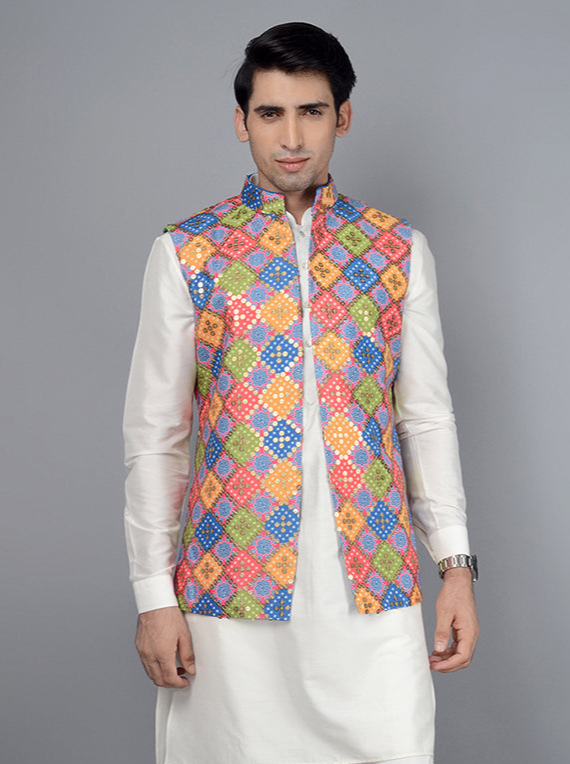 Stylish Multicolor Koti Jacket | Designer Nehru Jacket Style