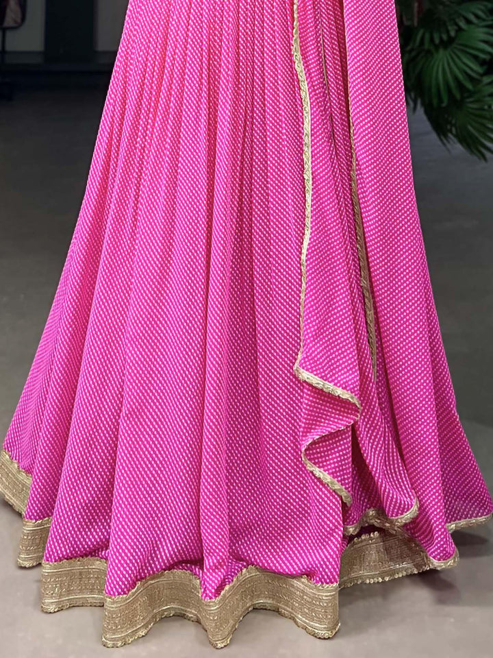 Trendy Pink Lehenga | With Digital Print & Lace for Traditional Wear