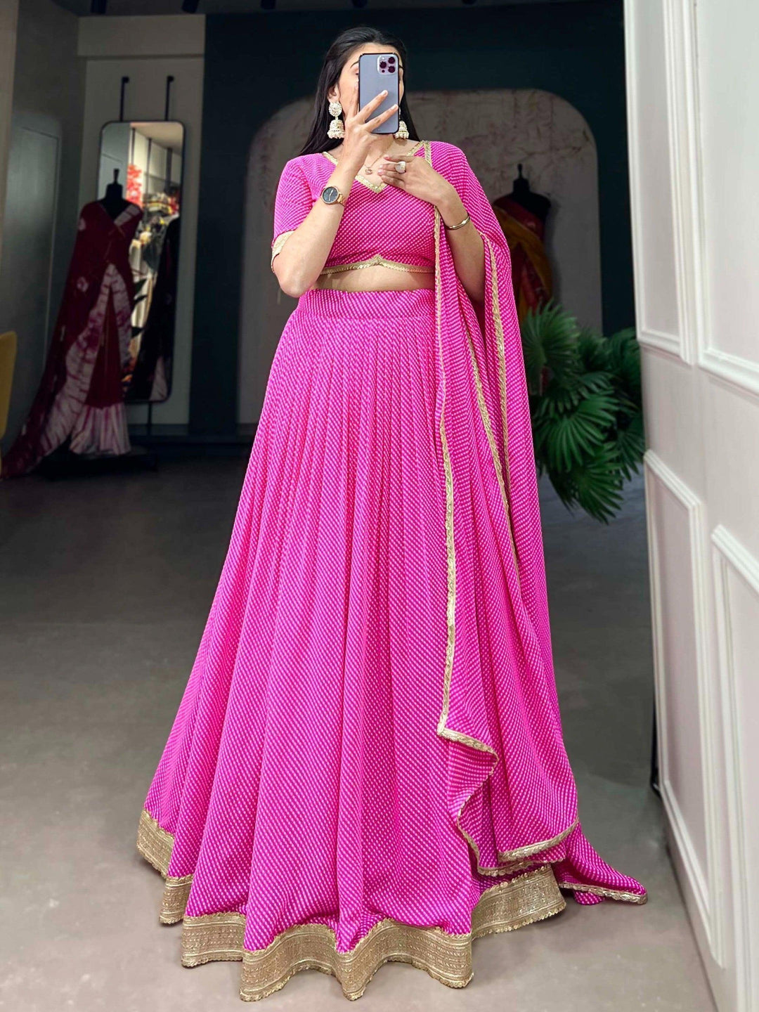 Trendy Pink Lehenga | With Digital Print & Lace for Traditional Wear