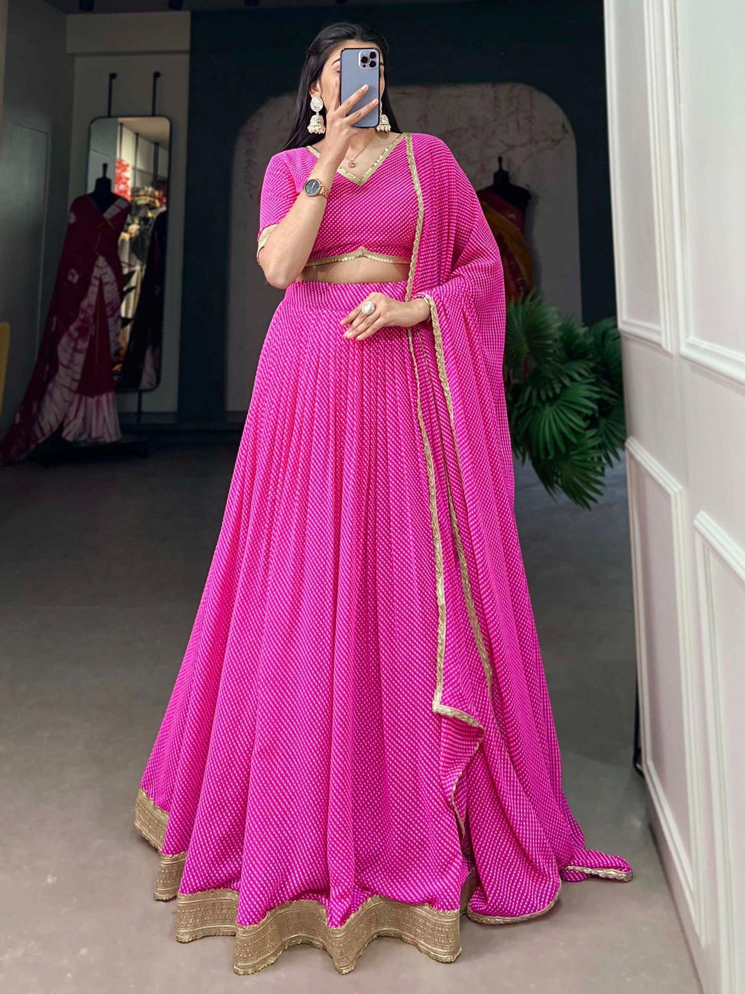 Trendy Pink Lehenga | With Digital Print & Lace for Traditional Wear