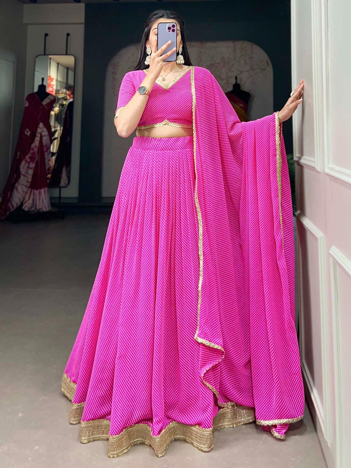 Trendy Pink Lehenga | With Digital Print & Lace for Traditional Wear