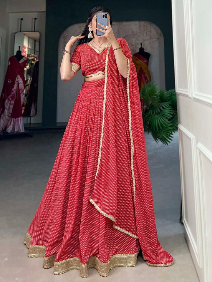 Beautiful Red Georgette Lehenga | Perfect for Festivals & Weddings