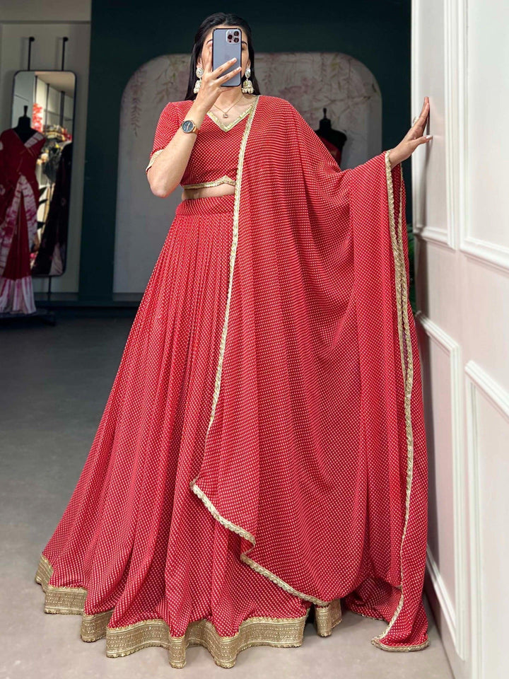 Beautiful Red Georgette Lehenga | Perfect for Festivals & Weddings