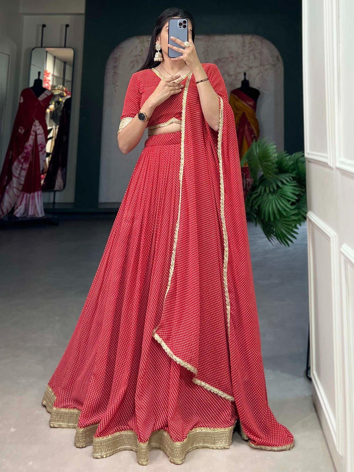 Beautiful Red Georgette Lehenga | Perfect for Festivals & Weddings