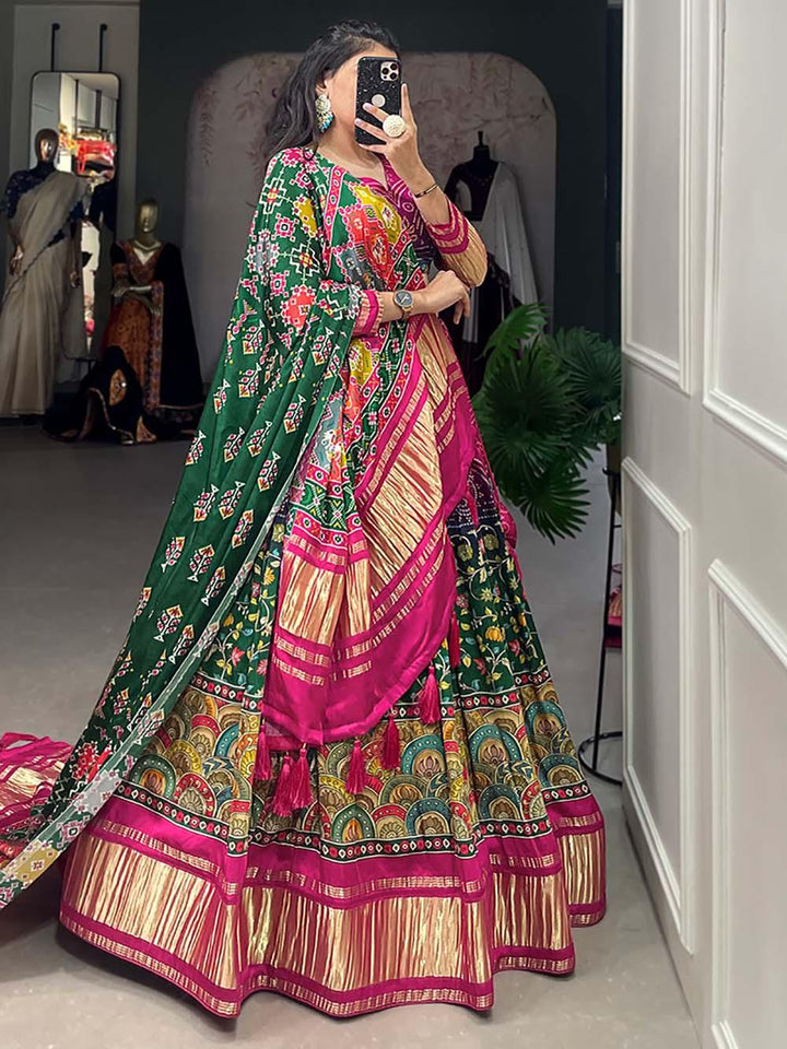 Gorgeous Multi-Color Gaji Silk Lehenga | Traditional Design with Dupatta