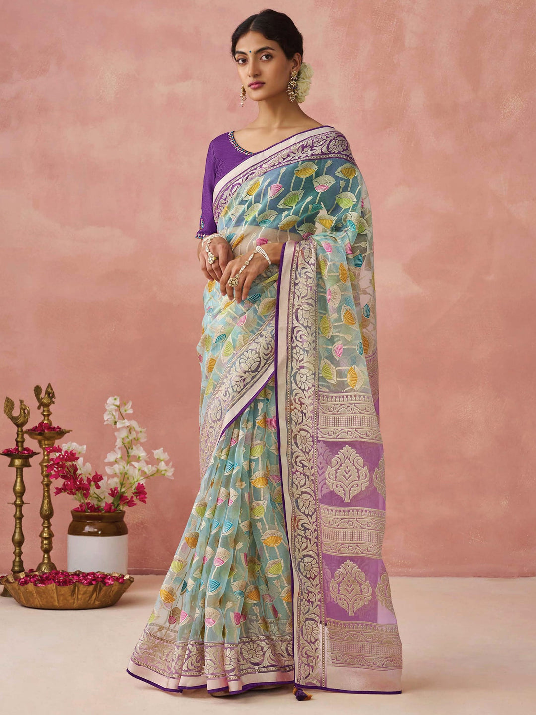 Blue silk saree crafted for elegance and style.