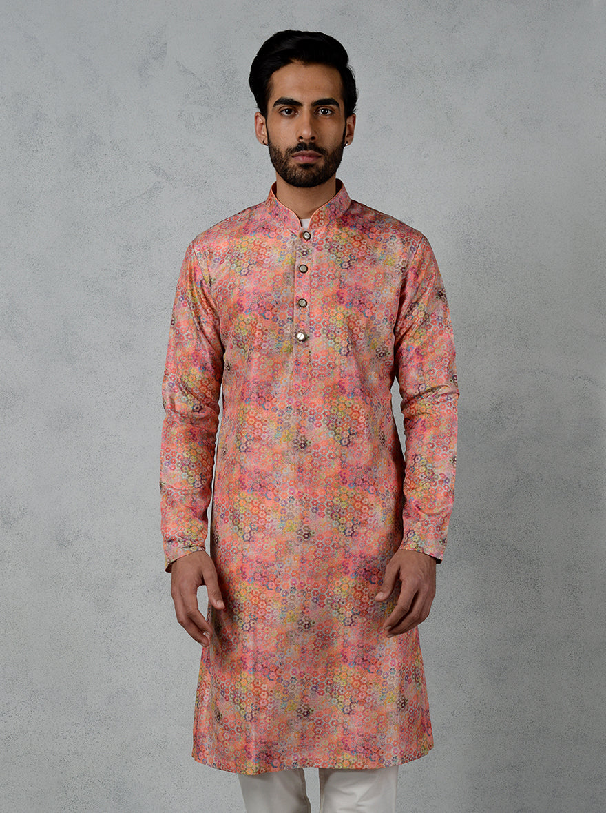 Pink silk kurta pajama, ideal for USA men’s festivals and cultural events.