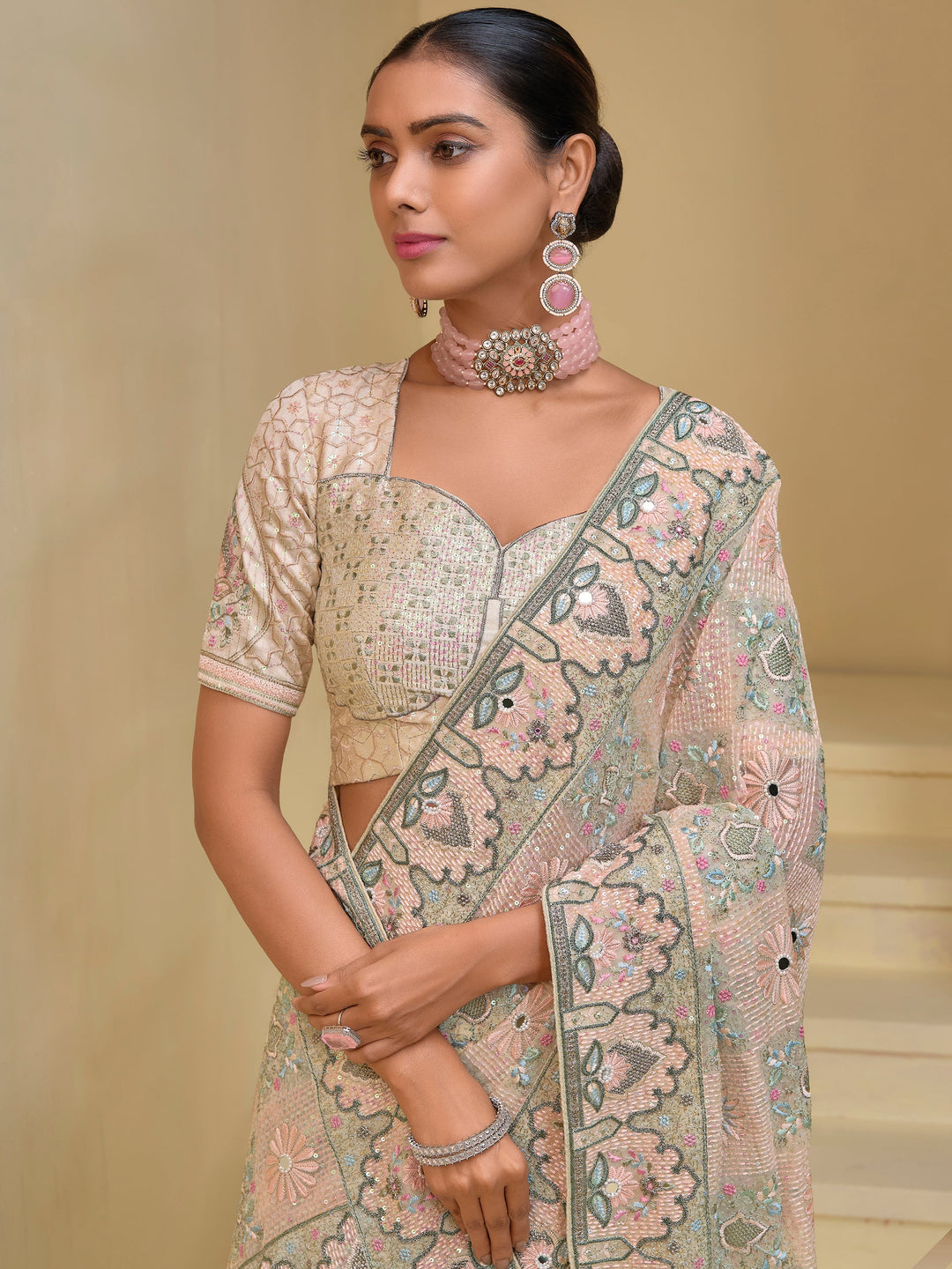 Vibrant color luxurious fabric exclusive attire crafted for elegance and style.