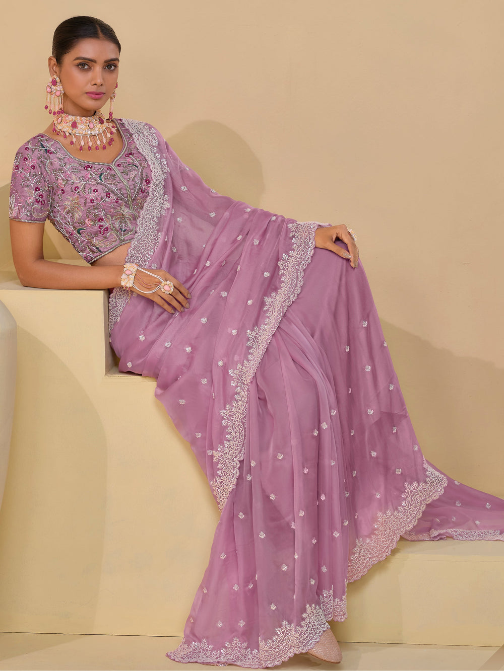 Vibrant color luxurious fabric exclusive attire crafted for elegance and style.