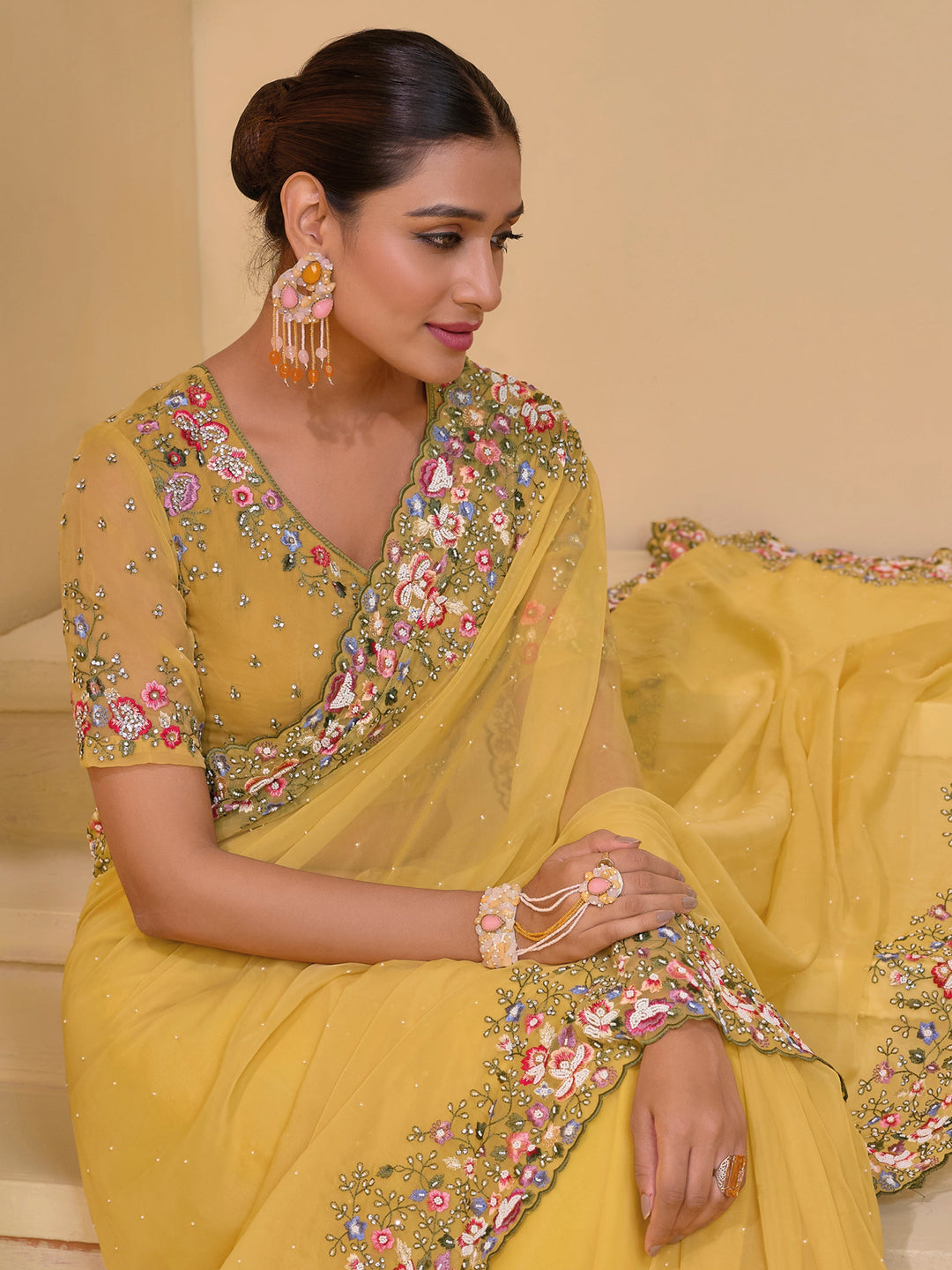 Vibrant color luxurious fabric exclusive attire crafted for elegance and style.