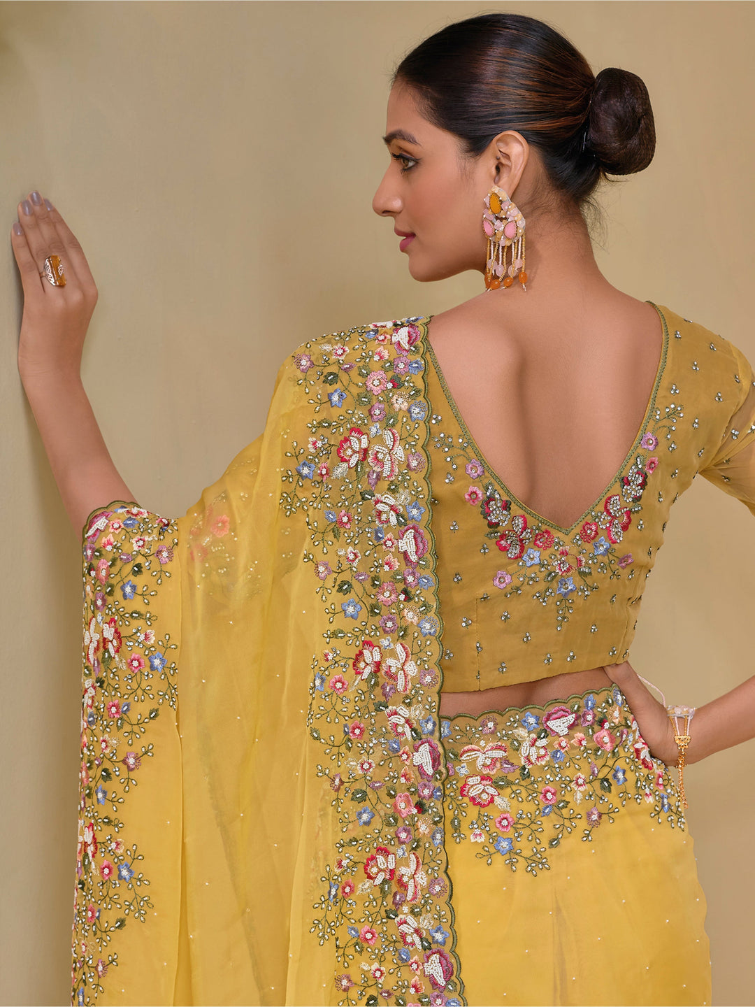 Vibrant color luxurious fabric exclusive attire crafted for elegance and style.